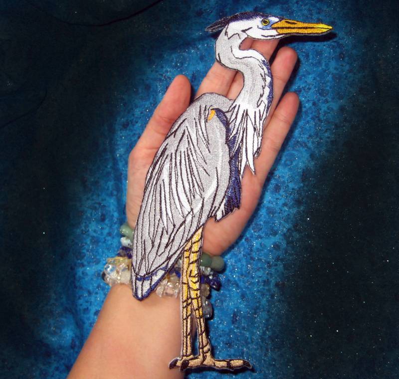 Großer Blauer Reiher Vogel Aufnäher von SpiderStitchesParlor