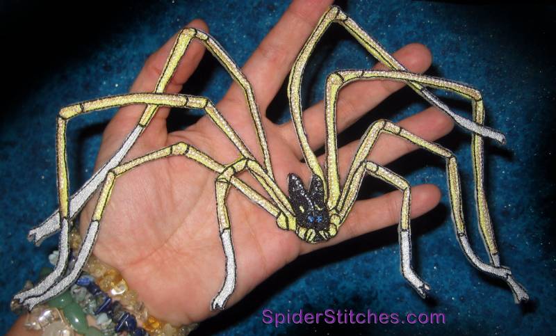 Großer Hase Bügeleisen Aufnäher Metagryne Bicolumnata Cosmetidae Opiliones Spinne Arachnid Daddy Longlegs von SpiderStitchesParlor