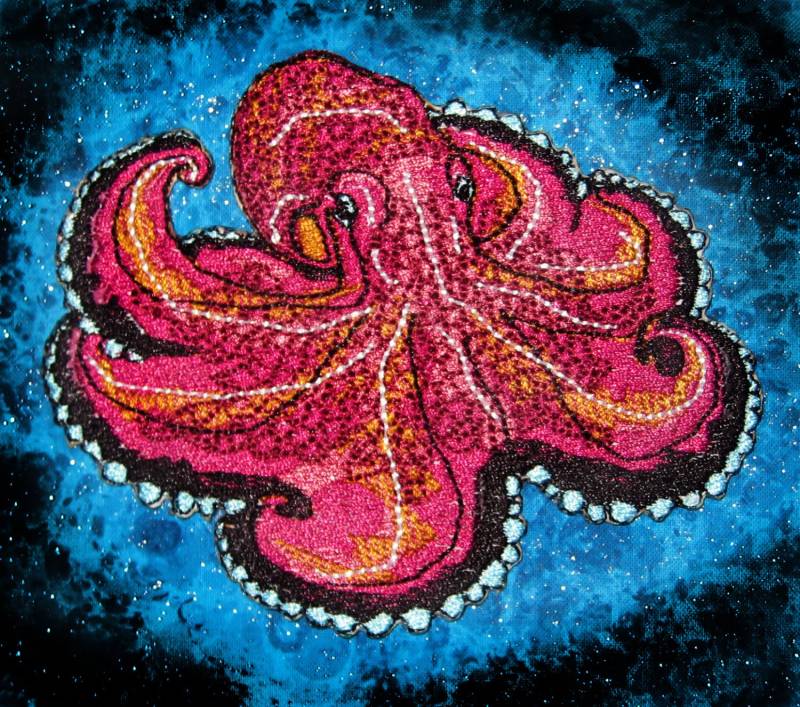 Kokosnuss Krake Gestickter Aufnäher Aufbügelbare Applikation von SpiderStitchesParlor