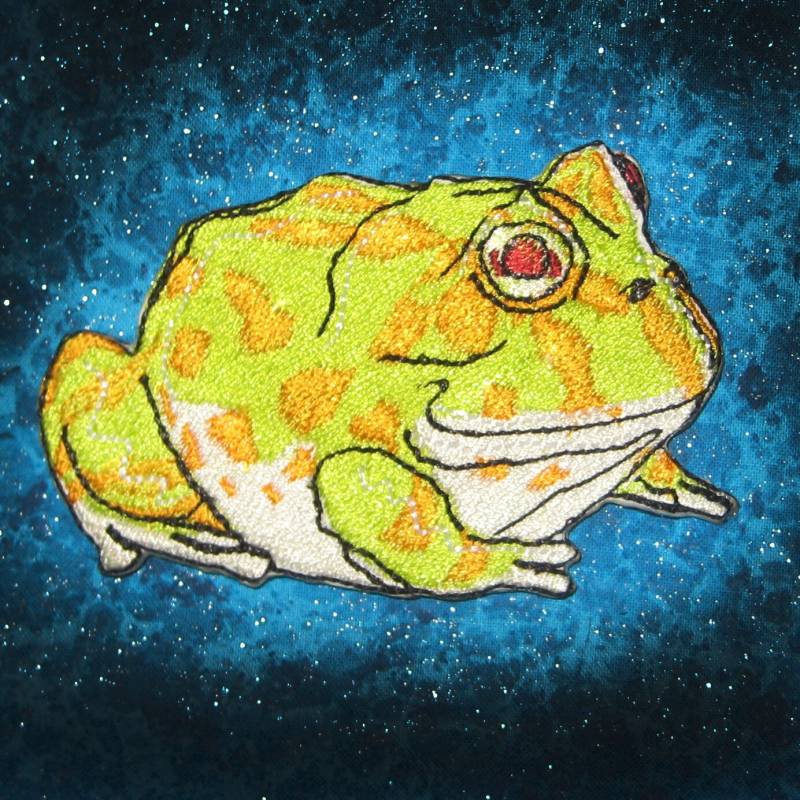 Limonieren Verziert Horned Frosch Eisen Auf Patch von SpiderStitchesParlor