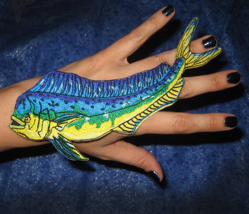 Mahi-Mahi Common Dolphinfish Coryphaena Hippurus Dorado Fisch Eisen Auf Patch von SpiderStitchesParlor