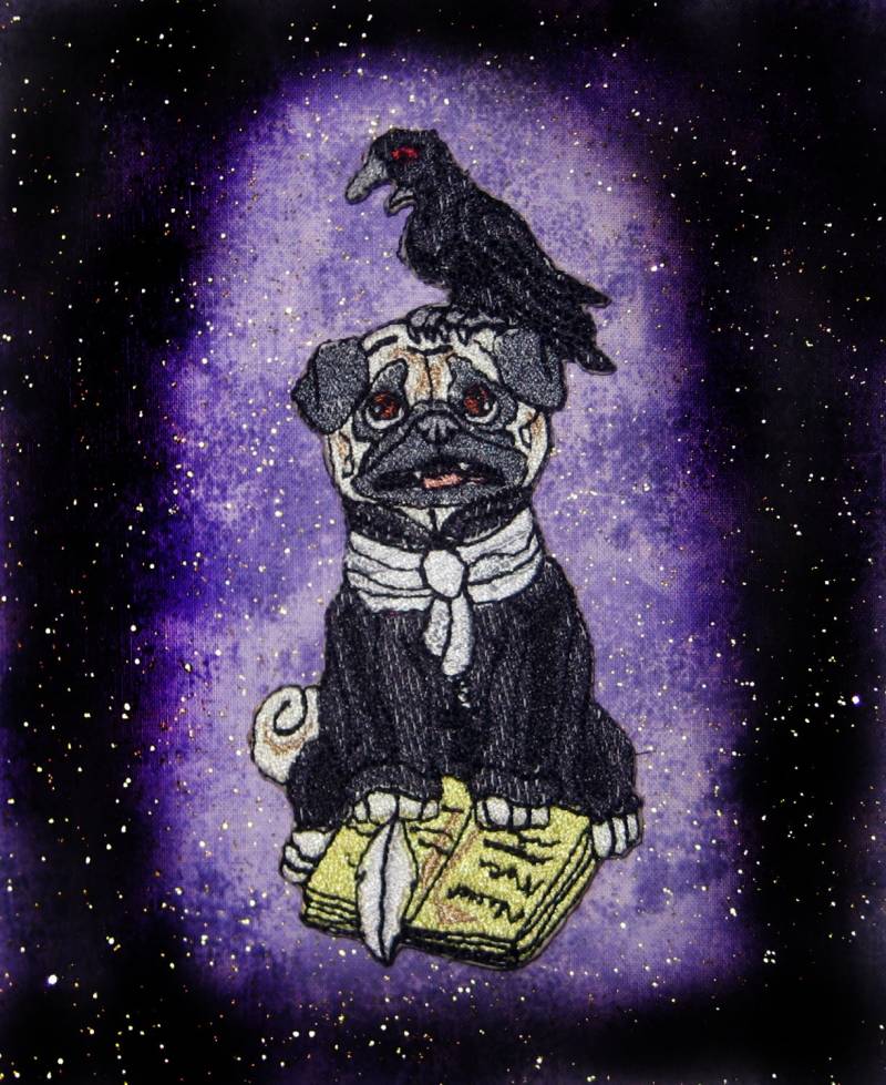 Nevermore Raven Edgar Allen Poe Mops Aufnäher Zum Aufbügeln von SpiderStitchesParlor