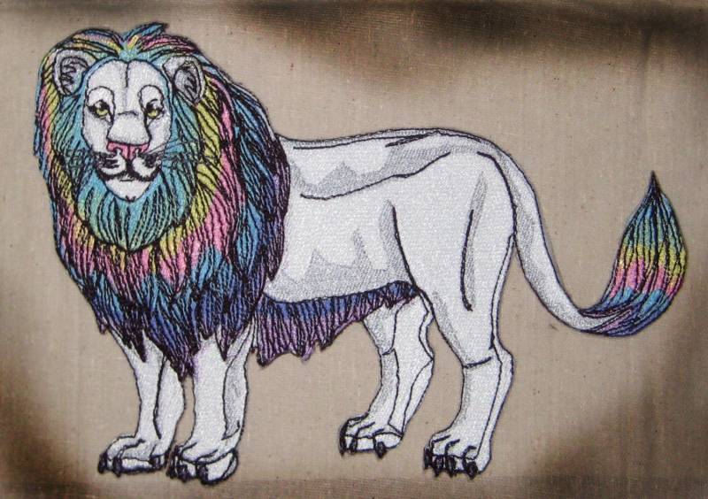 Pastell Regenbogen Weißer Löwe Aufnäher Patch Zum Aufnähen von SpiderStitchesParlor