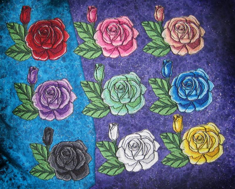 Regenbogen Rosen Rose Eisen Auf Patch Wählen Sie Ihre Farbe von SpiderStitchesParlor