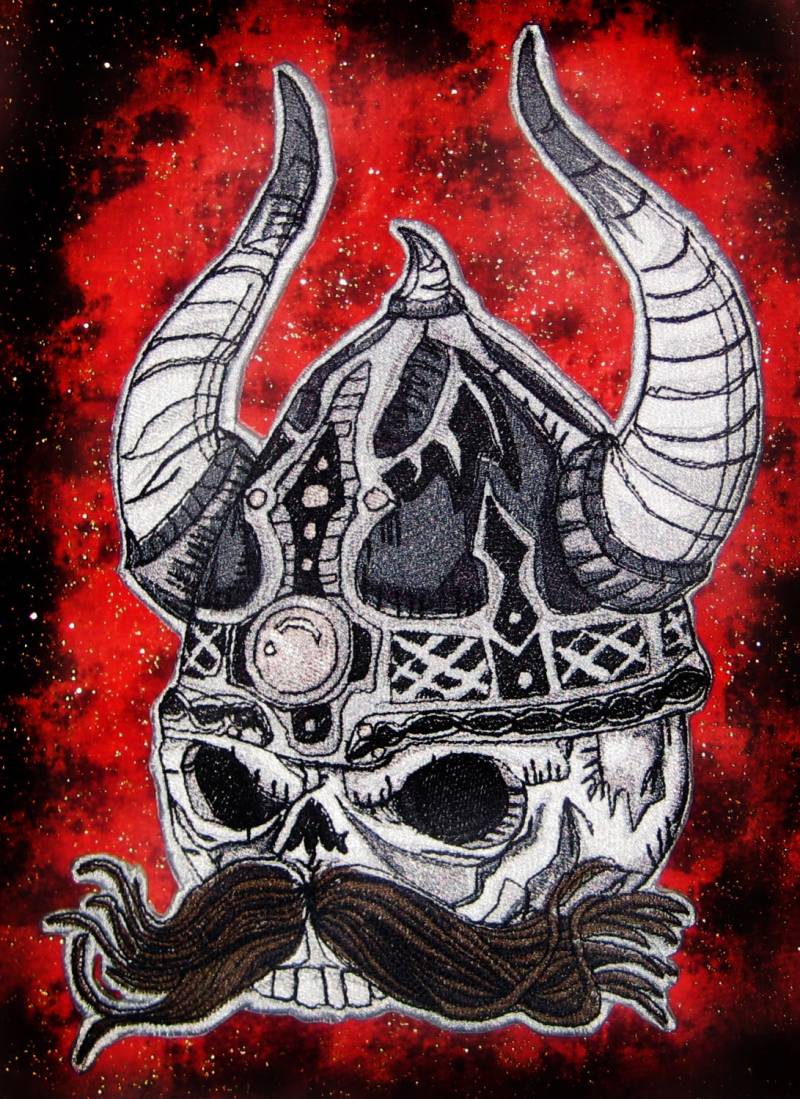Riesige Wikinger Schädel Eisen Auf Patch Oder Nähen Applikation Biker Punk von SpiderStitchesParlor
