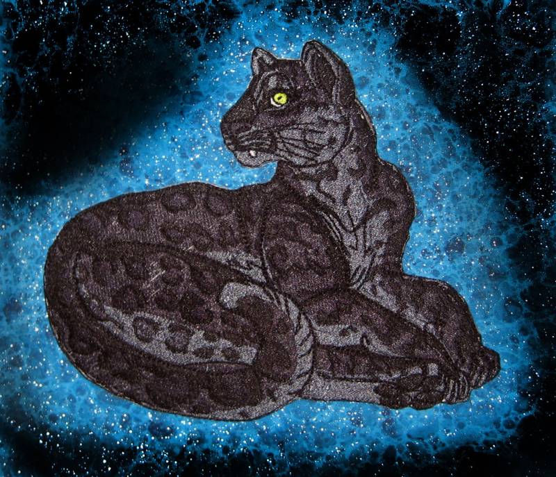 Schöne Schwarze Panther Leopard Big Cat Eisen Auf Patch von SpiderStitchesParlor