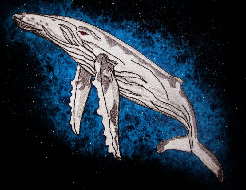 Schöne Weiße Buckel Wal Eisen Auf Patch von SpiderStitchesParlor