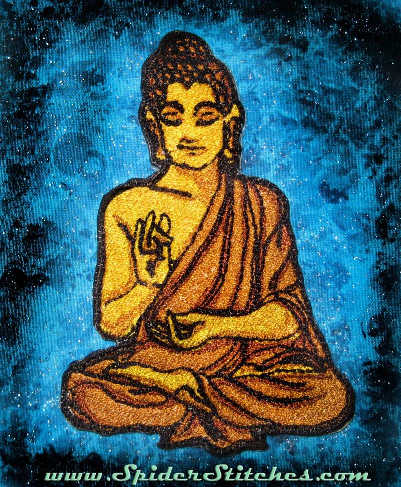 Schöner Goldener Zen Buddha Aufnäher Zum Aufbügeln Oder Annähen Auf Patch Applikation von SpiderStitchesParlor