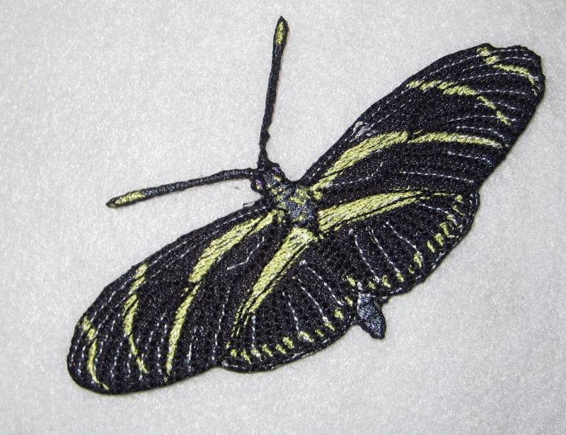 Schönes Leben Größe Zebra Langflügel Schmetterling Heliconius Charithonia Insekt Dampf Punk Eisen Auf Patch von SpiderStitchesParlor