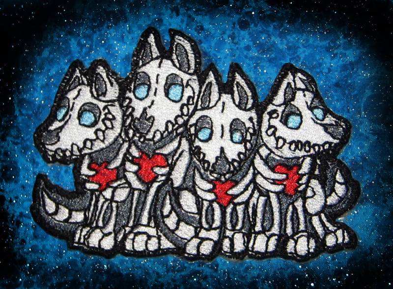 Skelett Knochen Wolf Pack Aufnäher Aufnähen Wölfe von SpiderStitchesParlor