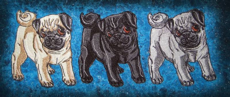 Süße Mops Welpen Wählen Sie Ihre Farbe Fawn Schwarz Oder Silber Eisen Auf Patch von SpiderStitchesParlor