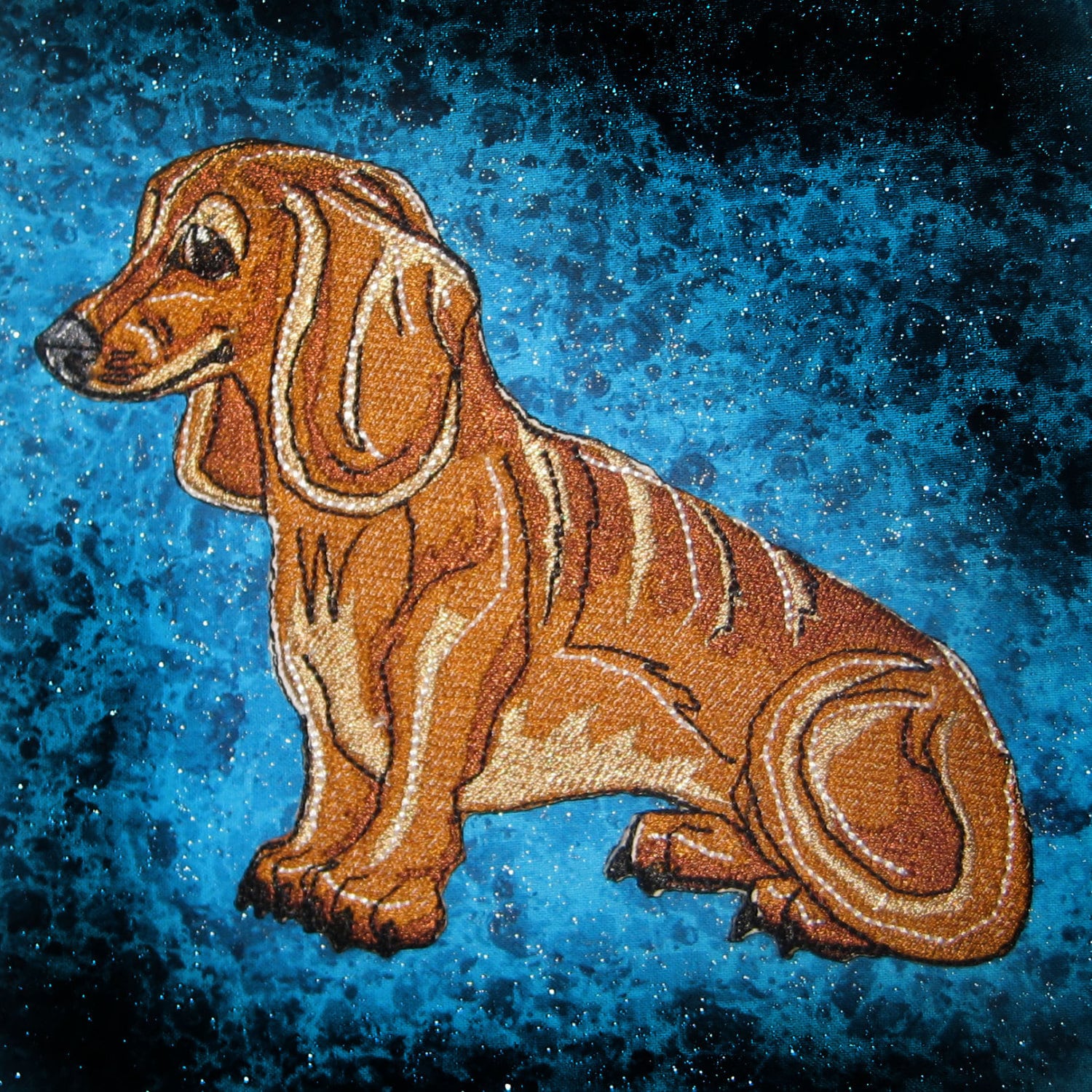 Süßer Roter Dackel Hund Patch in Rot von SpiderStitchesParlor