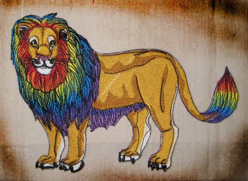 Super Regenbogen Löwe Aufnäher Applikation von SpiderStitchesParlor