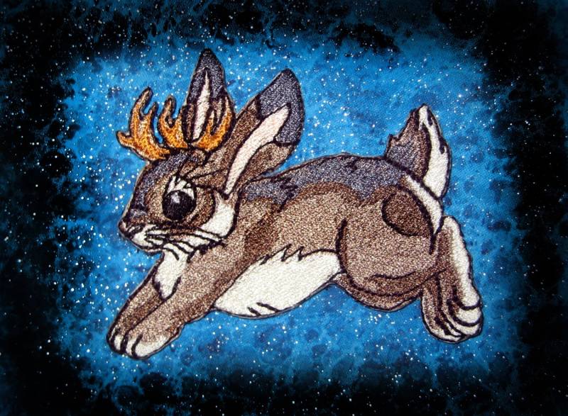 Super Süßer Jackalope Mit Geweih Aufnäher Zum Aufbügeln von SpiderStitchesParlor