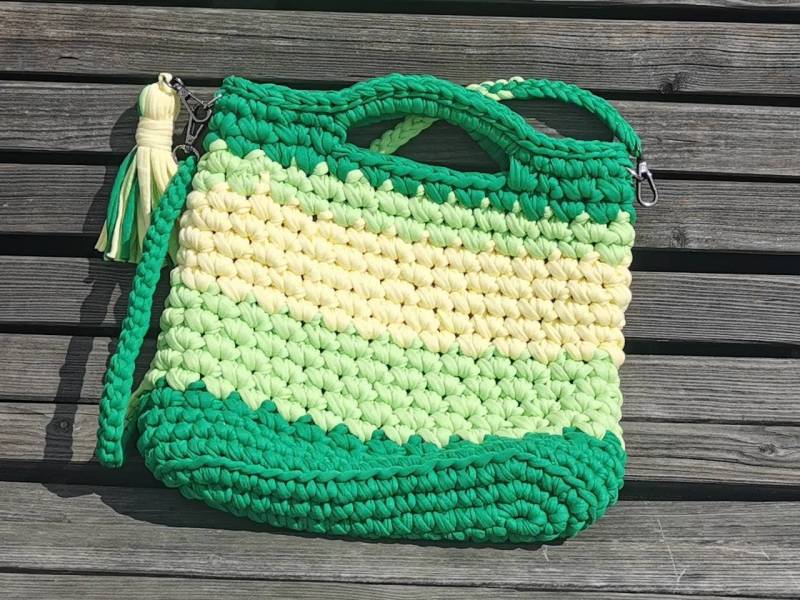 Colorful Handmade Crochet Shopper Bag With Roomy Interior von Spidergirls