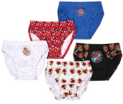 DC Comics - Spider Man - Jungen-Hosen - Weiche Baumwollslips - Jungen-Spider-Man-Hosen - 5er-Pack mit 5 verschiedenen Designs - Blau/Grau - Alter 4-5 von Marvel