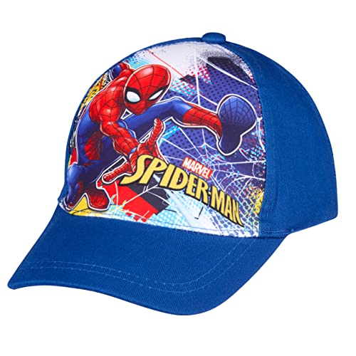 Spiderman Baseball Cap, Kappe Schirmmütze für Kinder Jungen Cappy mit Klettverschluss verstellbar (Blau 54) von Spiderman