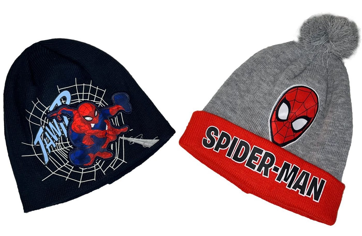 Spiderman Beanie 2x SPIDERMAN Kindermütze JUNGEN Wintermützen Gr.52+54 Doppelpack 2x Spiderman Mützen Jungenmütze von Spiderman