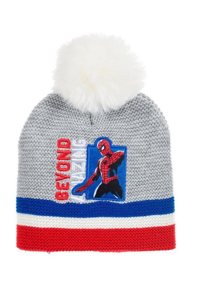 Spiderman Bommelmütze Kinder Jungen Strickmützte Winter-Bommel-Mütze von Spiderman