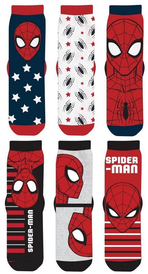 Spiderman Feinsocken SPIDERMAN Socken Set 6 Paar Jungensocken Kindersocken Kinder Strümpfe für Jungen Kniestrümpfe Gr. 23 24 25 26 27 28 29 30 31 32 33 34 n38562 von Spiderman