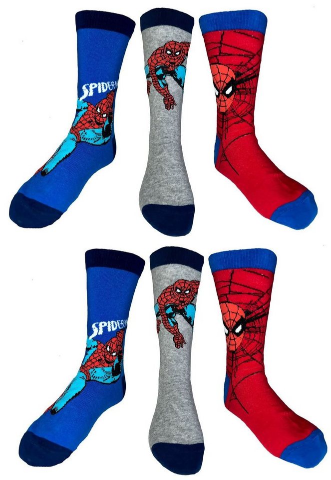 Spiderman Freizeitsocken 6X SPIDERMAN SOCKEN Kniestrümpfe Kindersocken 27/30 31/34 35/38 Spider-Man Marvel Logo von Spiderman