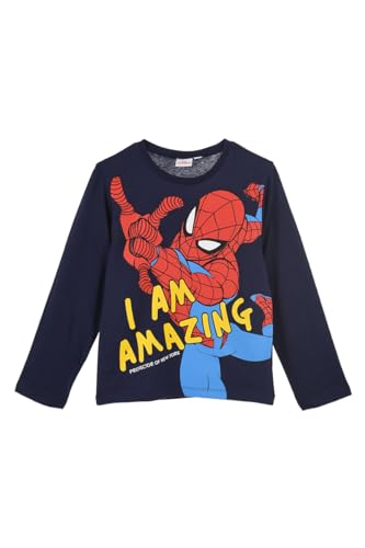 Spiderman Jungen Langarmshirt Pullover Spidey (128, Dunkelblau) von Hasbro