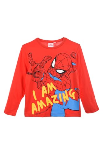 Spiderman Jungen Langarmshirt Pullover Spidey (128, Rot) von Hasbro