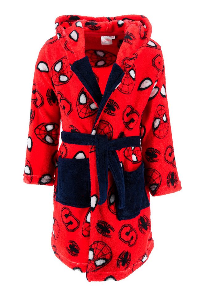 Spiderman Kinderbademantel Jungen Bademantel langarm Morgenmantel von Spiderman