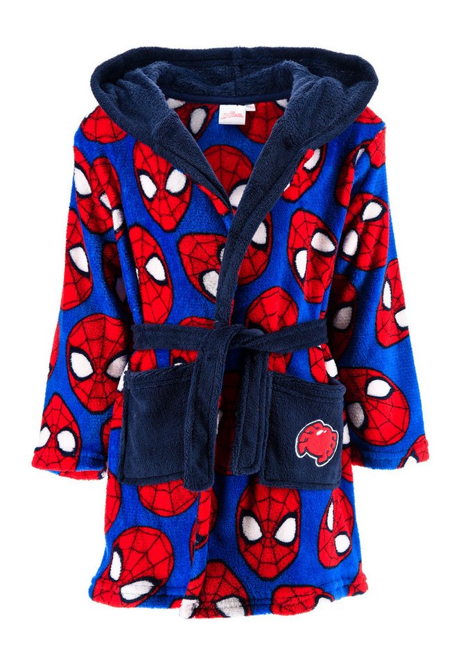 Spiderman Kinderbademantel Kinder Bademantel Jungen mit Kapuze Fleece Marvel Lizenz von Spiderman