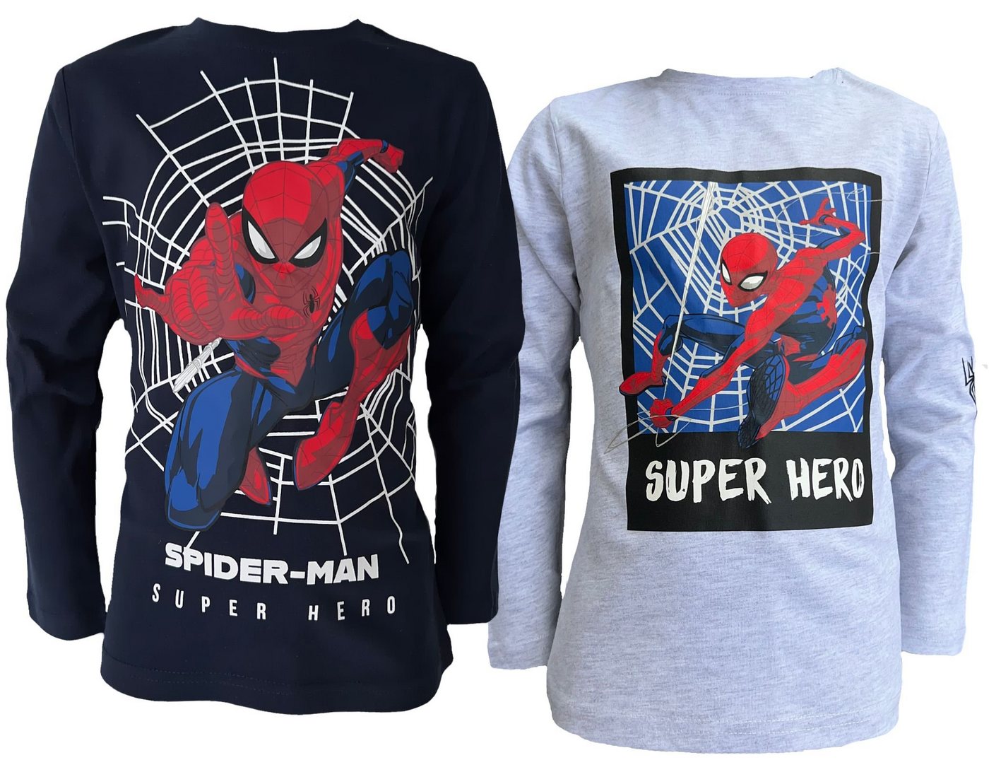 Spiderman Longsleeve 2x Spider Man Langarm T-Shirts Jungen Sweatshirts mit lizensiertem Print von Spiderman