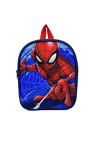 Spiderman Rucksack Kinder Jungen Kindergartenrucksack - Original Marvel Fanartikel Motiv 101 - Backpack Kinderrucksack Kindergarten - großes Hauptfach - 25 x 20 x 8 cm, blau/rot von Spiderman