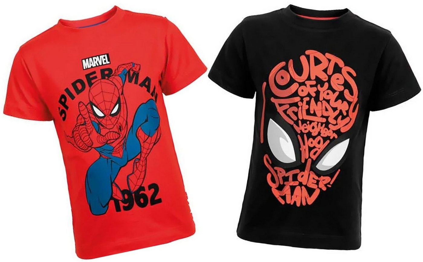 Spiderman Print-Shirt 2x SPIDERMAN Jungen T-Shirt Doppelpack 92 98/104 110/116 122/128 von Spiderman