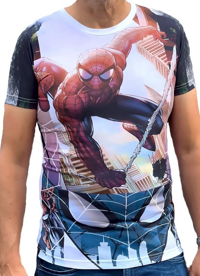 Spiderman Print-Shirt SPIDERMAN T-Shirt weiß Erwachsene + Jugendliche Slimfit S M L XL XXL von Spiderman