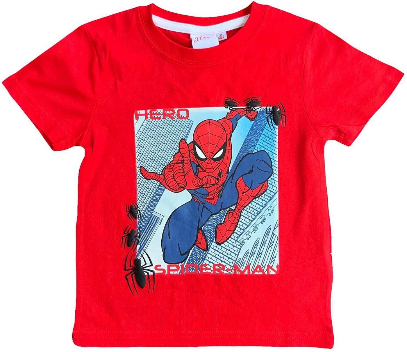 Spiderman Print-Shirt Spiderman Kinder T-Shirt weiß + rot 98 104 110 116 128 von Spiderman