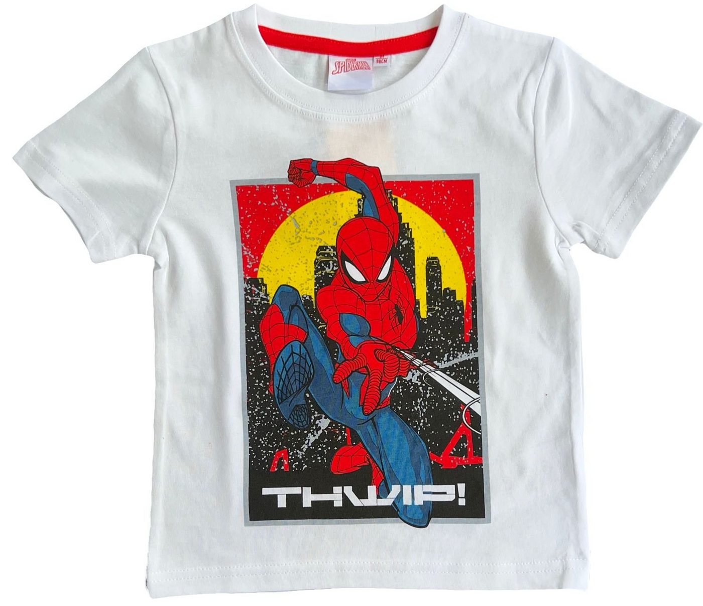 Spiderman Print-Shirt Spiderman Kinder T-Shirt weiß + rot 98 104 110 116 128 von Spiderman