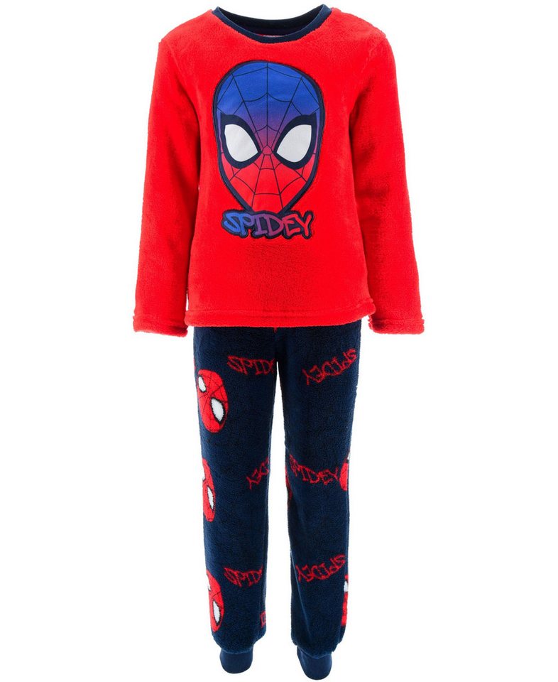 Spiderman Schlafanzug Marvel - Spidey (2 tlg) Kinder Fleece Pyjama langarm Gr. 98 - 128 cm von Spiderman