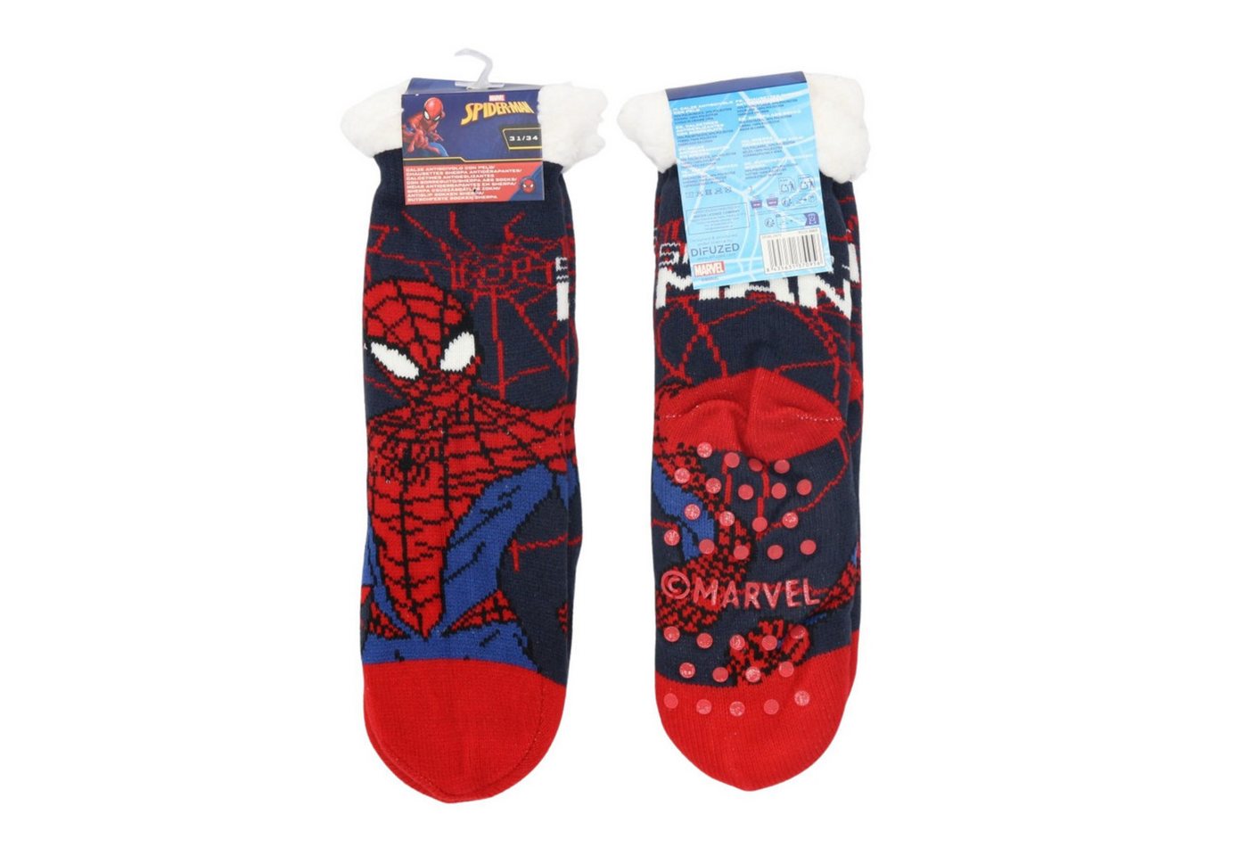 Spiderman Socken 1-Paar Sherpa Kinder Socke mit ABS Sohle warm und weich von Spiderman