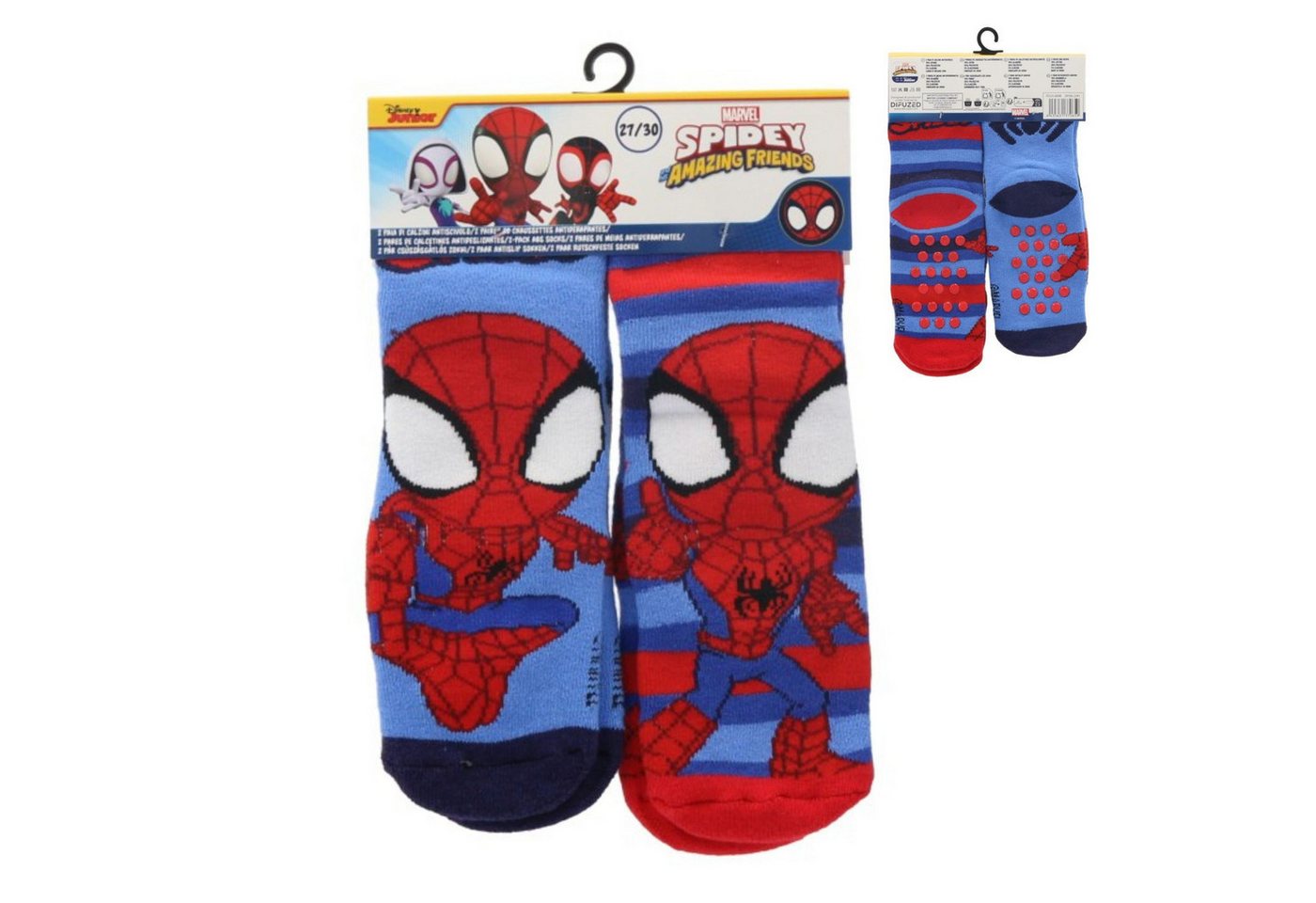Spiderman Socken 2'er Pack Kinder Anti Rutsch Socken weiches Set von Spiderman