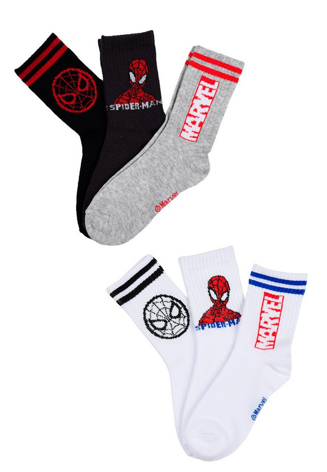Spiderman Socken Jungen Socken 6er Pack mit Spider-Man Motiv (3-Paar) von Spiderman