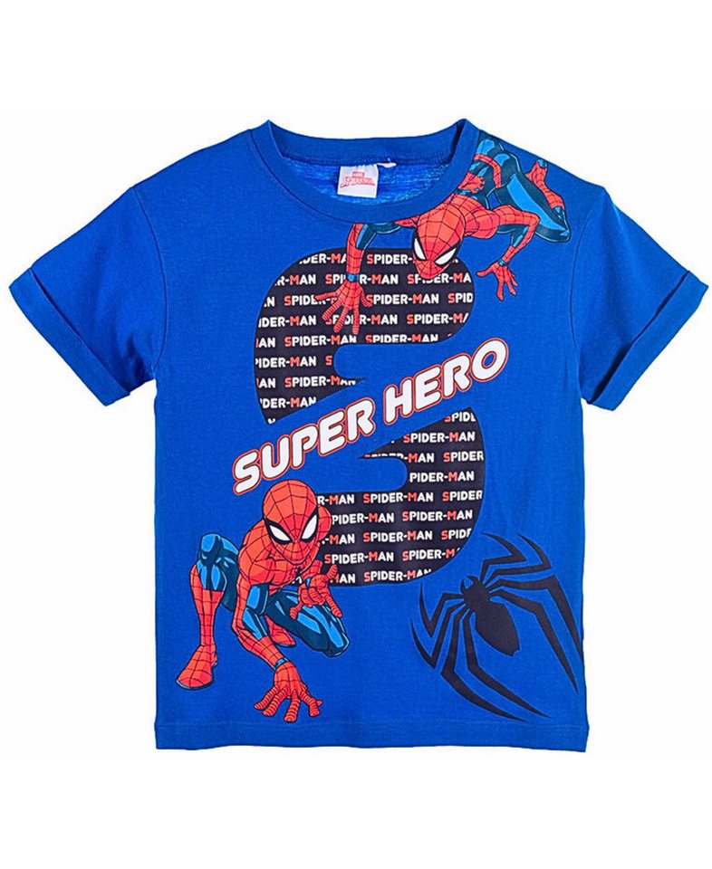 Spiderman T-Shirt SUPER HERO Jungen Kurzarmshirt aus Baumwolle Gr. 98 - 128 cm von Spiderman