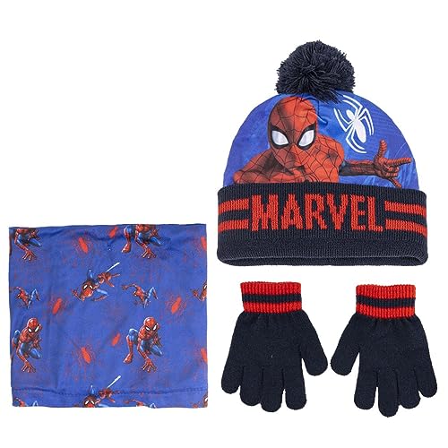 Spiderman Unisex Kids Höschen Mütze und Handschuhe Set, Blau, Estándar von Spiderman