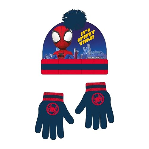 Spiderman Unisex Kids Mütze und Handschuhe Set, Blau, Estándar von Spiderman