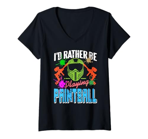 Damen Paintball Spielen Lieben Retro Maske Taktik T-Shirt mit V-Ausschnitt Damen Paintball Spielen Lieben Retro Maske Taktik T-Shirt mit V-Ausschnitt von Spiel Action Fans Farbschlachten