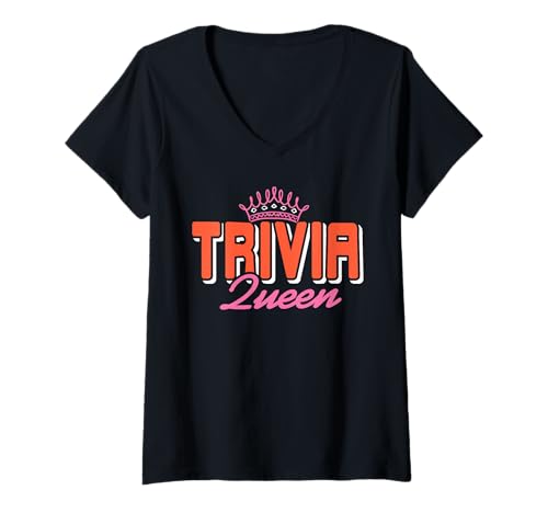 Damen Trivia Königin Quiz Nacht Witzige Krone Idee T-Shirt mit V-Ausschnitt Damen Trivia Königin Quiz Nacht Witzige Krone Idee T-Shirt mit V-Ausschnitt von Spielabend Humor Für Schlaue Frauen