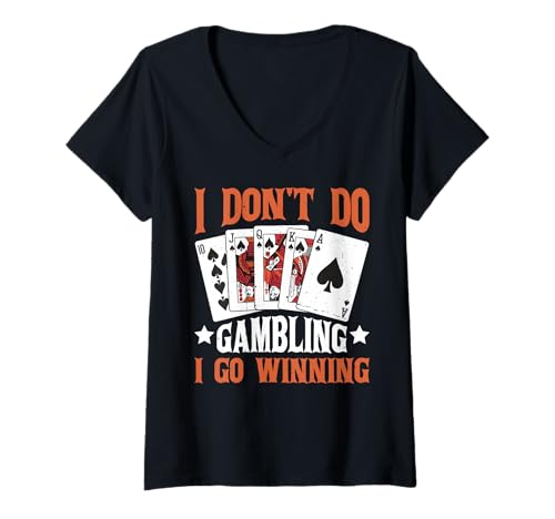 Damen I Don't Do Gambling I Go Winning - T-Shirt mit V-Ausschnitt Damen I Don't Do Gambling I Go Winning - T-Shirt mit V-Ausschnitt von Spieler Bekleidung