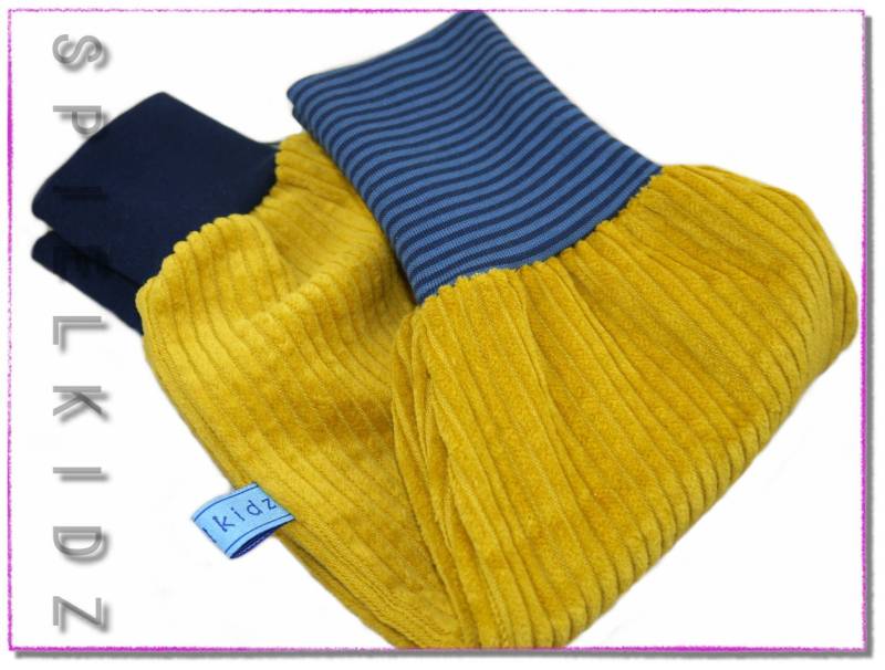 Breitcord Pumphose Senfgelb Babyhose Cordhose Dunkelblau von Spielkidz