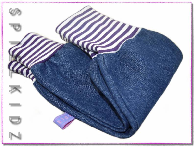 Jeans Pumphose Dunkellila Weiß Babyhose von Spielkidz