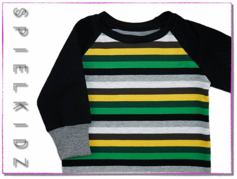 Kinder Pullover Shirt Ringel Mitwachsshirt Wunscharmbündchen von Spielkidz
