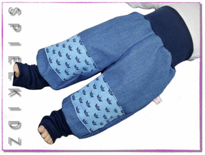 Mitwachshose Pumphose Jeans Kinder Schiffe Mit Wunschbündchen von Spielkidz