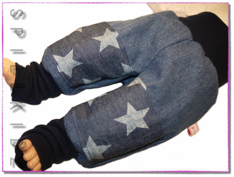 Mitwachshose Pumphose Jeans Kinder Sterne Mit Wunschbündchen von Spielkidz